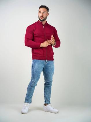 Imagem de Blusa de frio Masculina jaqueta trico com zíper frontal e bolsos