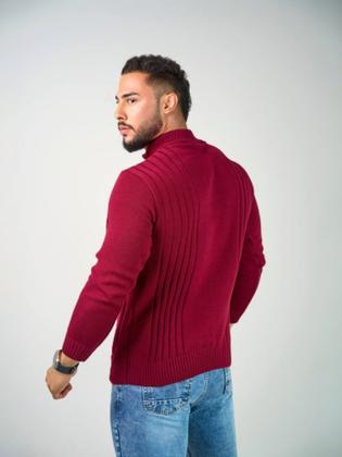 Imagem de Blusa de frio Masculina jaqueta trico com zíper frontal e bolsos