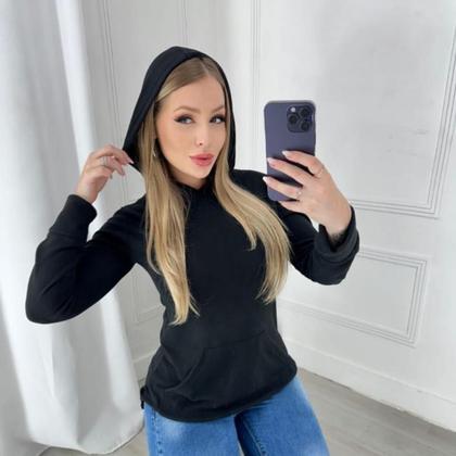 Imagem de Blusa De Frio Moletinho Canguru Com Touca Versatil Primium