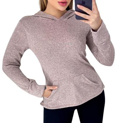 Imagem de Blusa De Frio Moletinho Canguru Com Touca Versatil Primium