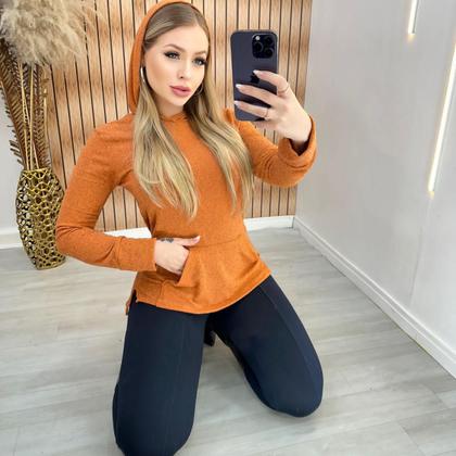 Imagem de Blusa De Frio Moletinho Canguru Com Touca Versatil Primium