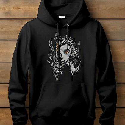 Imagem de Blusa De Frio Moletom Canguru Flanelado Demon Olhos de Fogo Anime Casaco Masculino
