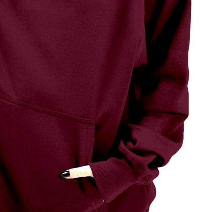 Imagem de Blusa De Frio Moletom Feminino Com Capuz Modelo Canguru