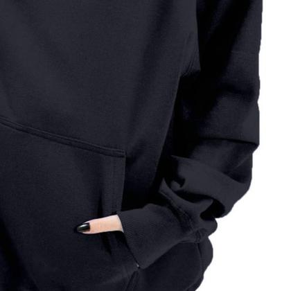 Imagem de Blusa De Frio Moletom Feminino Com Capuz Modelo Canguru