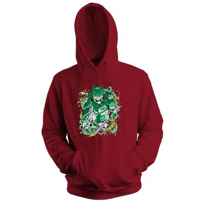 Imagem de Blusa de Frio Moletom flanelado com Capuz Estampa Digital Unissex Envio Imediato Samurai Japonês Verde