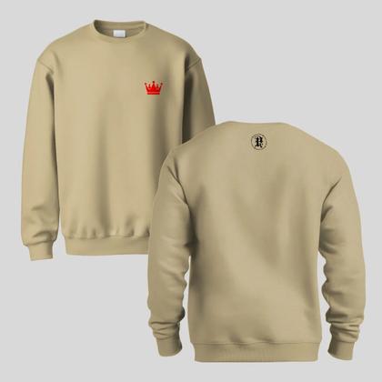 Imagem de Blusa De Frio Moletom Masculino Sem Capuz Careca Flanelado Algodão Coroa Vermelho