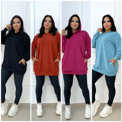 Imagem de Blusa De Frio Quentinha Moda 2023 Estilo Moletom Gordinhas Tam ùnico - Wild