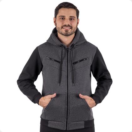 Imagem de Blusa de Frio Raglan Masculina com Capuz e Zíper