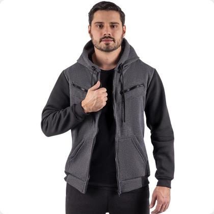 Imagem de Blusa de Frio Raglan Masculina com Capuz e Zíper