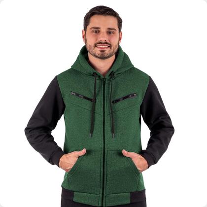 Imagem de Blusa de Frio Raglan Masculina com Capuz e Zíper