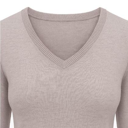 Imagem de Blusa de Frio Suéter De Inverno Feminino Gola V Facinelli