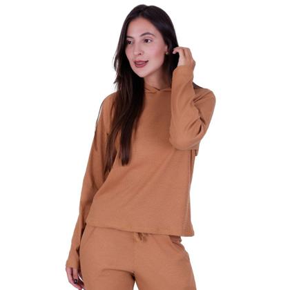 Imagem de Blusa de Inverno Manga Longa Casaco Canelado Feminino Comfy com Capuz -c6 CASACO ESTHER