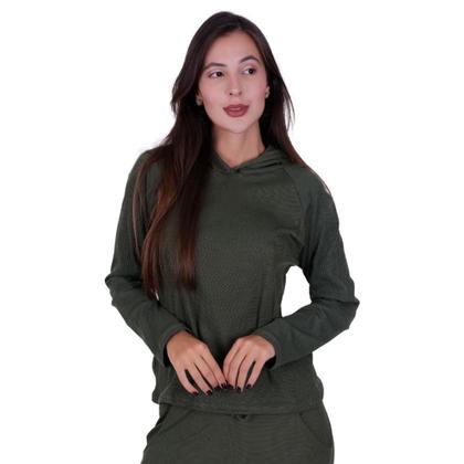 Imagem de Blusa de Inverno Manga Longa Casaco Canelado Feminino Comfy com Capuz -c6 CASACO ESTHER