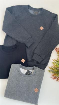 Imagem de Blusa de moletom adulto e infantil básico gola careca