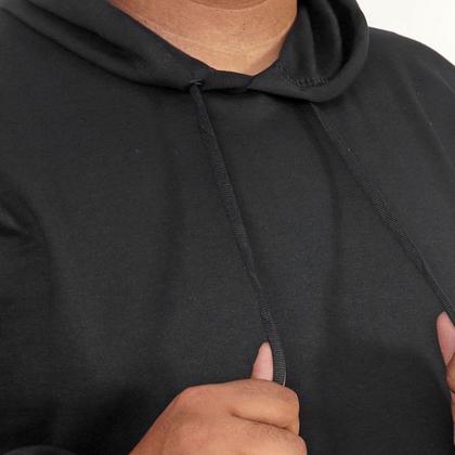 Imagem de Blusa de Moletom Plus Size Canguru Bolso e Capuz 