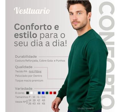 Imagem de Blusa De Moleton Fechada Lisa Sem Bolso Sem Capuz Moletom