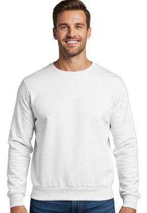 Imagem de Blusa De Moleton Fechada Lisa Sem Bolso Sem Capuz Moletom