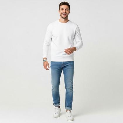 Imagem de Blusa De Moleton Fechada Lisa Sem Bolso Sem Capuz Moletom