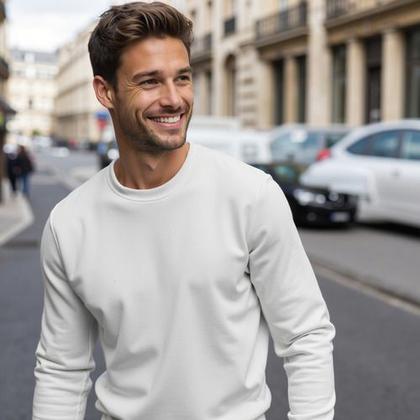 Imagem de Blusa De Moleton Fechada Lisa Sem Bolso Sem Capuz Moletom