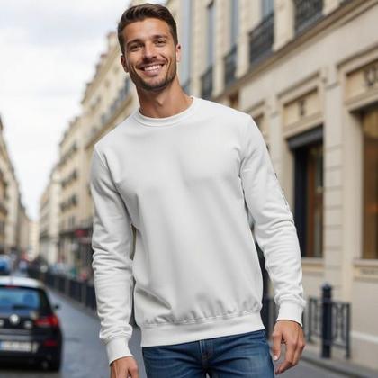 Imagem de Blusa De Moleton Fechada Lisa Sem Bolso Sem Capuz Moletom