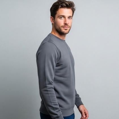 Imagem de Blusa De Moleton Fechada Lisa Sem Bolso Sem Capuz Moletom