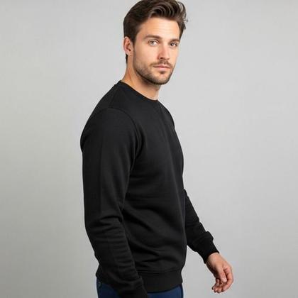 Imagem de Blusa De Moleton Fechada Lisa Sem Bolso Sem Capuz Moletom