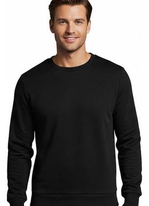 Imagem de Blusa De Moleton Fechada Lisa Sem Bolso Sem Capuz Moletom