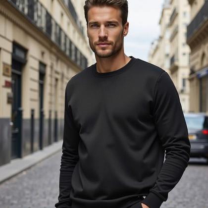 Imagem de Blusa De Moleton Fechada Lisa Sem Bolso Sem Capuz Moletom