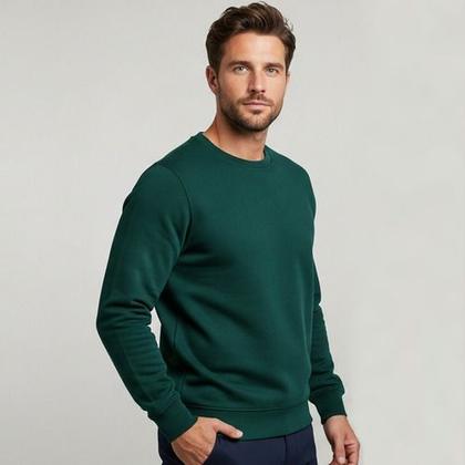 Imagem de Blusa De Moleton Fechada Lisa Sem Bolso Sem Capuz Moletom