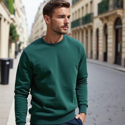 Imagem de Blusa De Moleton Fechada Lisa Sem Bolso Sem Capuz Moletom