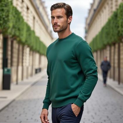 Imagem de Blusa De Moleton Fechada Lisa Sem Bolso Sem Capuz Moletom