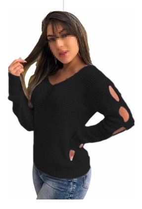 Imagem de Blusa De Tricot Lã Feminina Manga Longa