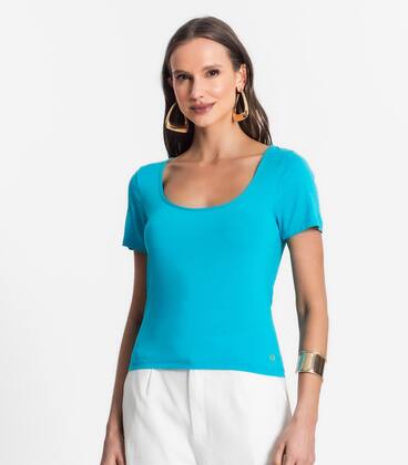 Imagem de Blusa De Viscotorcion Decote Feminino Endless Azul