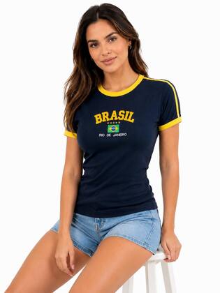Imagem de Blusa Do Brasil Bandeira Bordada BabyLock - Azul Escuro