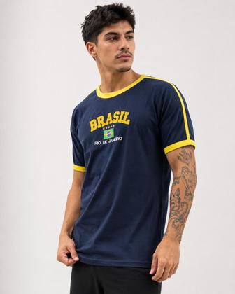 Imagem de Blusa Do Brasil Bandeira Bordada Unissex - Azul Escura