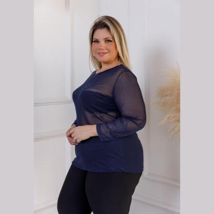 Imagem de Blusa em Tule Transparente Manga Longa Plus Size