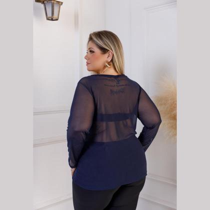 Imagem de Blusa em Tule Transparente Manga Longa Plus Size