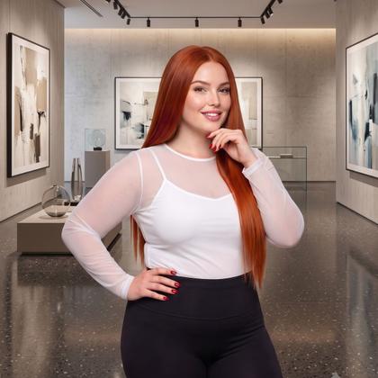 Imagem de Blusa em Tule Transparente Manga Longa Plus Size