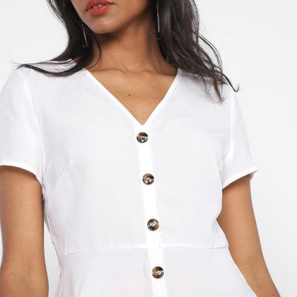 Imagem de Blusa Facinelli Decote V Básica Botões Feminina