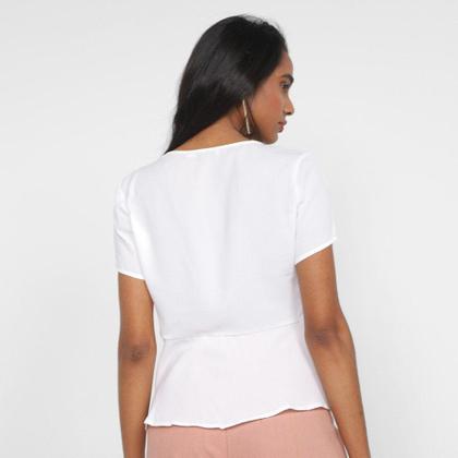 Imagem de Blusa Facinelli Decote V Básica Botões Feminina