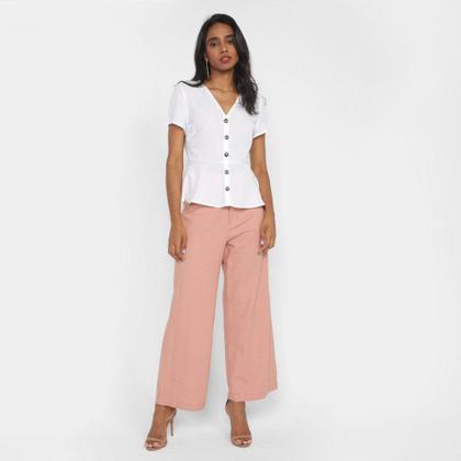 Imagem de Blusa Facinelli Decote V Básica Botões Feminina