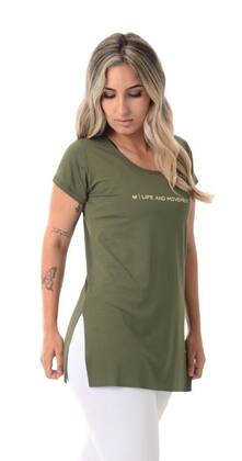 Imagem de Blusa Feminina Academia Fitness Life and Moviment Verde Militar