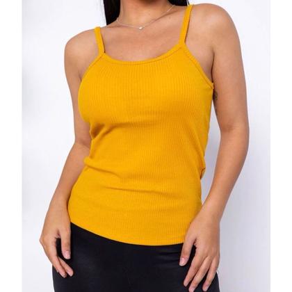 Imagem de Blusa feminina alça fina canelado com bojo moda barata