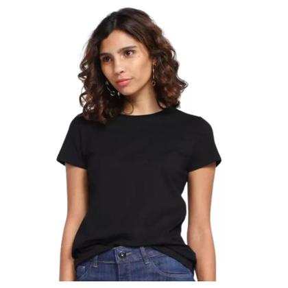Imagem de Blusa Feminina Algodão Preta Básica Malwee Original Gola Redonda
