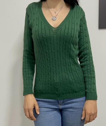 Imagem de Blusa Feminina Amei Trico Decote Em V Sueter Inverno