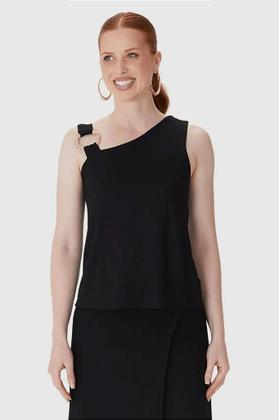 Imagem de Blusa Feminina Assimétrica com Alça e Detalhe em Argola em Viscose Stretch - Malwee