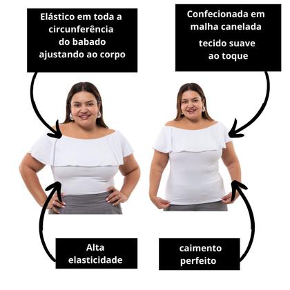 Imagem de Blusa Feminina Babado Ombro A Ombro Ciganinha Canelada Plus Size Blusinhas Moda 