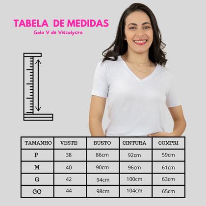 Imagem de Blusa Feminina Básica Manga Curta Decote V Branca