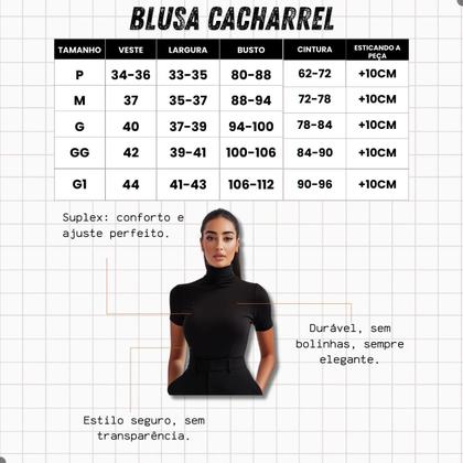 Imagem de Blusa Feminina Cacharrel Justa Manga Curta Gola Alta Basica