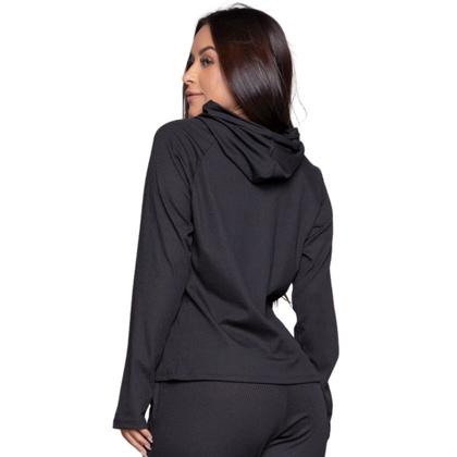 Imagem de Blusa Feminina Canelada Com Capuz Comfy outono inverno